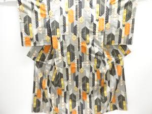 幾何学模様織り出し手織り紬着物